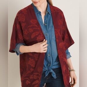 NWT Chenille Floral Jacquard Ruana Wrap Large/XLarge